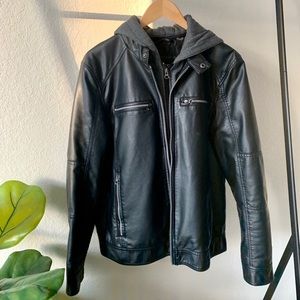 Guess Faux-Leather Motorcycle Jacket - Black